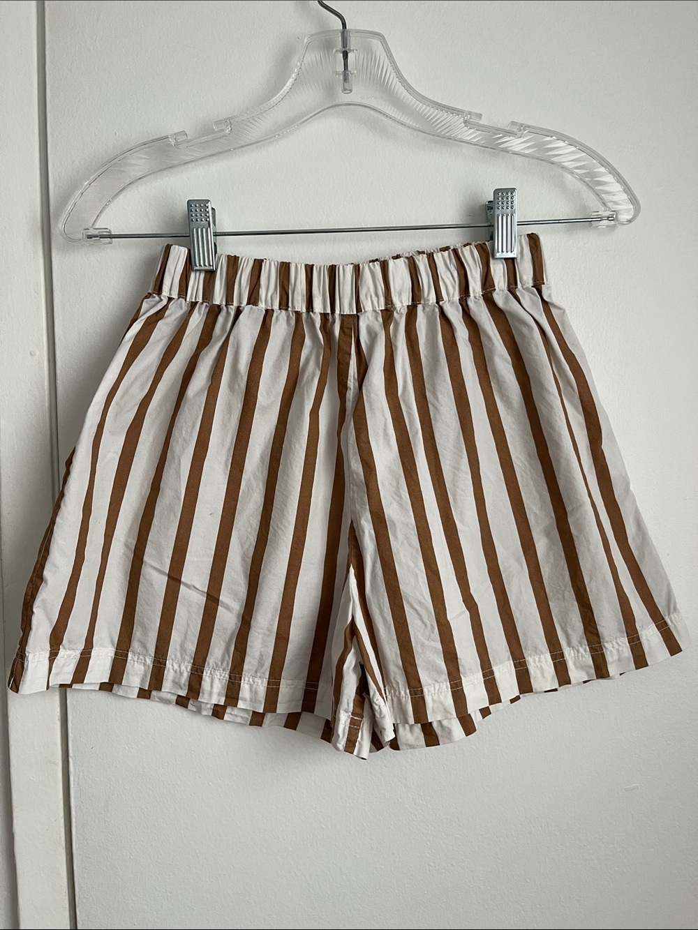 Mikoh Brown and White Vertical Stripe Cotton Shorts